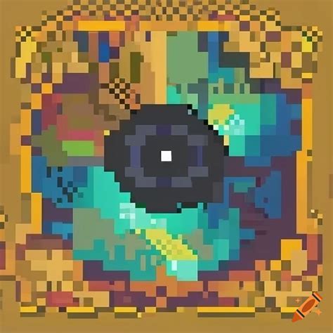 Pixel art golden vinyl album cover