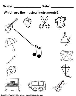 Musical Instruments Worksheet | Preschool music, Kindergarten music, Preschool music lessons