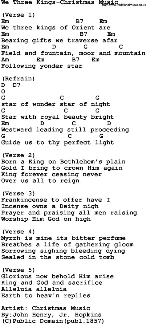 Gospel Song: We Three Kings-Christmas Music, lyrics and chords. | Lyrics and chords, Music ...