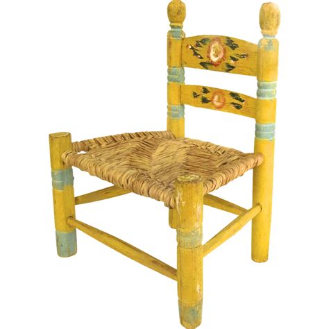 Vintage Mexican Painted Child's Chair Yellow Floral from blacktulip on ...