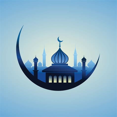 islamic mosque moon ramadhan blue vector wallpaper background 8172974 ...