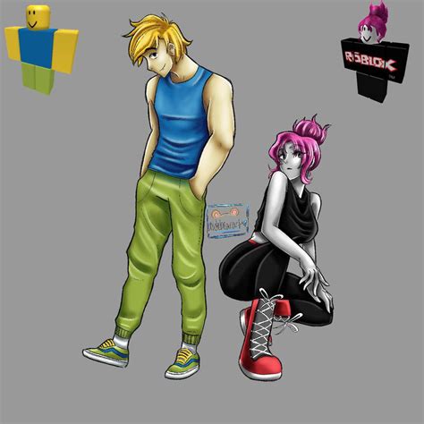 Noob and His ROBLOX GF, Guest by aldebearart on DeviantArt