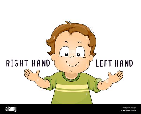 Illustration of a Kid Boy Toddler Showing His Left and Right Hand for English Lesson Stock Photo ...