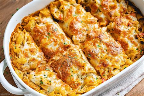 Cheesy Baked Pasta with Creamy Meat Sauce | Main dish recipes, Recipes ...