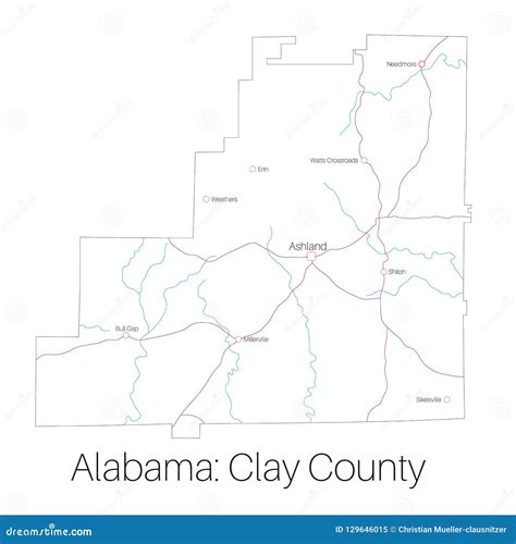 Map of Clay County in Alabama Stock Vector - Illustration of ashland ...