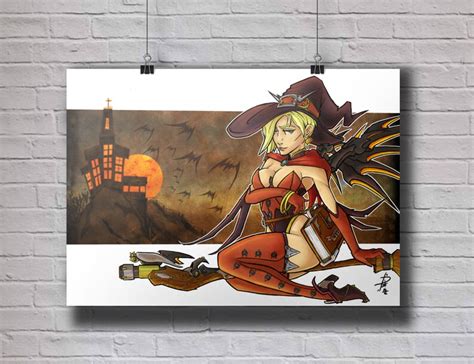 Overwatch Mercy Halloween Skin A4 Original Art Print | Etsy