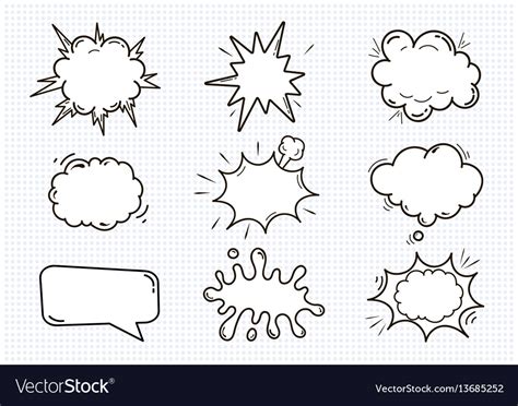 Empty comic sound speech bubbles set isolated Vector Image