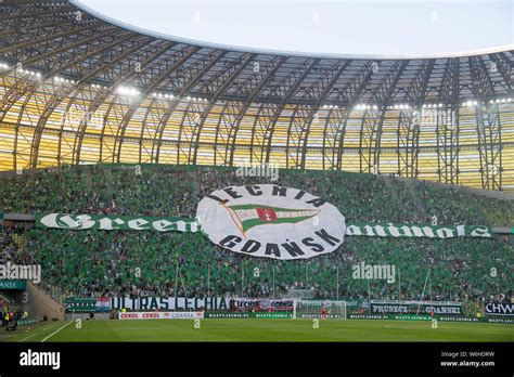 Fans of Lechia Gdansk during the game Lechia Gdansk vs. Broendby IF in Stadion Energa Gdansk in ...