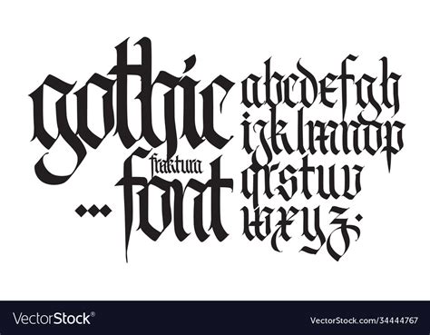 Gothic english alphabet set font for tattoo Vector Image