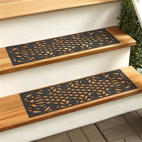 Lakeside Rubber Stair Grip Mat Treads with Faux Scrollwork Pattern - Set of 2 | Diy stairs ...