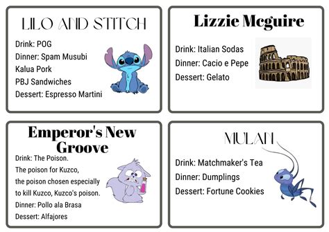 Disney Dinner and a Movie 48 Card Pack W/ Recipes - Etsy