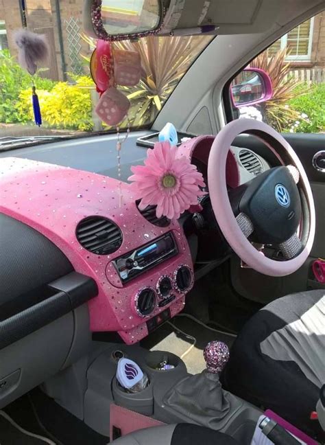 Interior of the pink beetle | Car decor, Pink car, Pink volkswagen beetle