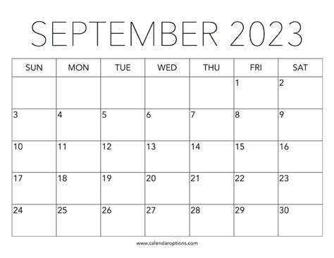 Printable September 2023 Calendar – Calendar Options