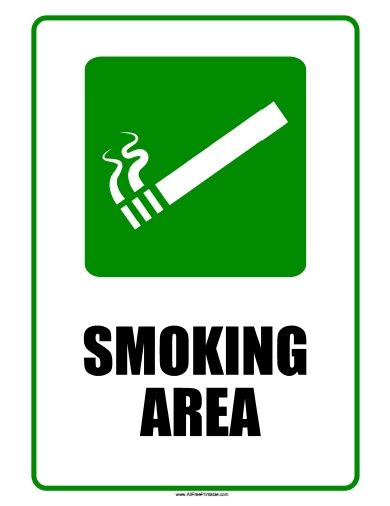 Smoking Area Sign – Free Printable