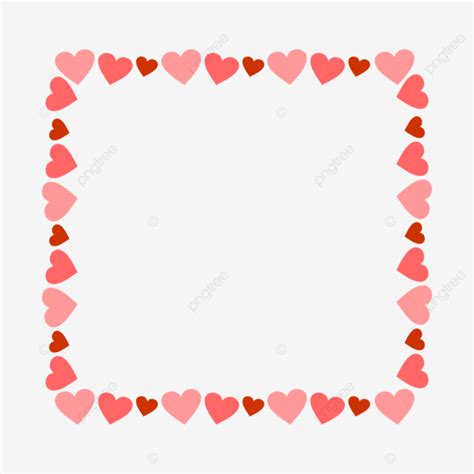 Valentines Day Simple Heart Border Square Heart Border, Valentine S Day, Love, Frame PNG and ...