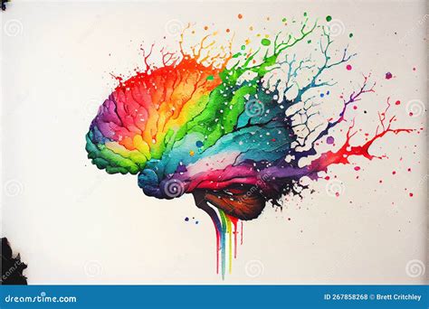 Colorful Human brain stock photo. Image of drawing, watercolor - 267858268