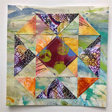 Paper Quilt Block Collage Hand-painted Quilted Paper hour Glass Variation Paper Quilt Block - Etsy