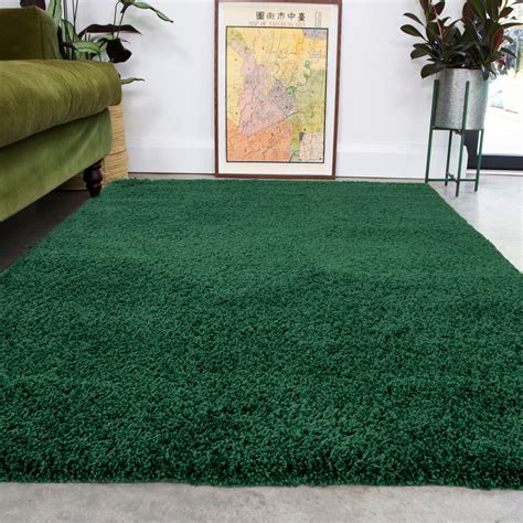 Super Soft Luxury Dark Green Shaggy Rug | Living Room Rugs | Kukoon Rugs Online