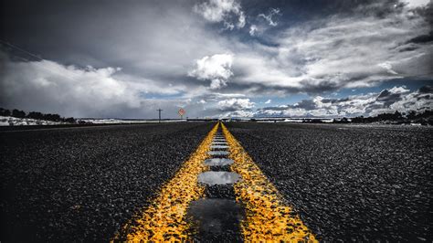 Road, marking, horizon, asphalt | picture, photo, desktop wallpaper.