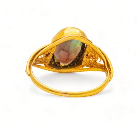 10 K Yellow Gold And Oval Garnet Ring, Size 4 1/2, Ca. 1900, 1.8g sold ...