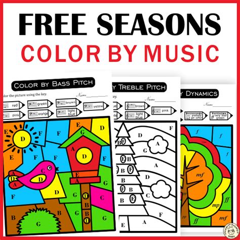 Free Printable Music Color by Number Sheets | Color by Note Names, Sy…