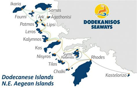 GREECE -ISLANDS FERRY LINES MAP - Travel by Car