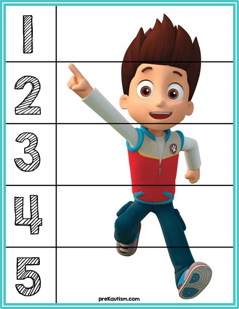 FREE! Paw Patrol #1-5 Counting Puzzle | Toddler activities, Preschool activities, Autism activities