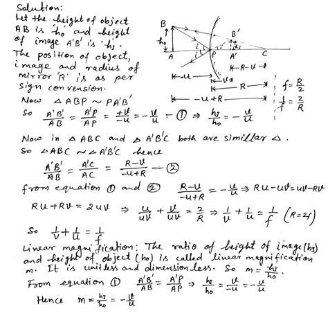 derivation an expression of mirror formula for convex mirror also ...