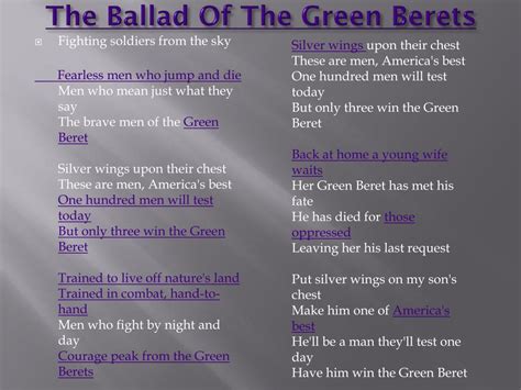 PPT - The Ballad Of The Green Berets PowerPoint Presentation, free download - ID:2322359