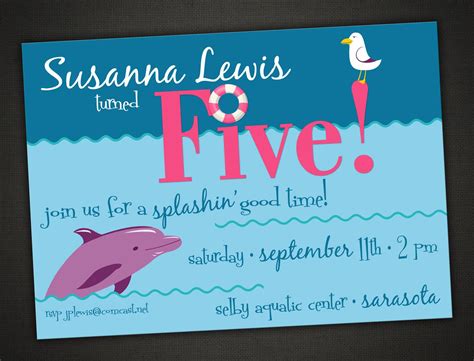 dolphin birthday invitations - Google Search | Dolphin birthday parties, Pool birthday party ...