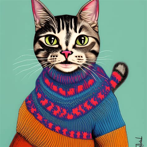 A Cat Wearing a Sweater Graphic · Creative Fabrica