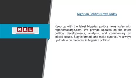 PPT - Nigerian Politics News Today | Reportersatlarge.com PowerPoint Presentation - ID:11843821