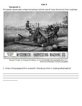 Industrial Revolution and Gilded Age Inventions DBQ | TPT