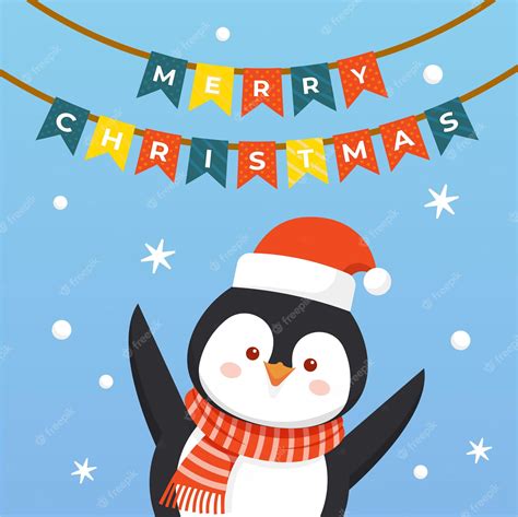 Premium Vector | Penguin with merry christmas greetings. holiday greeting card. isolated vector ...