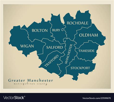 Modern map - greater manchester metropolitan Vector Image