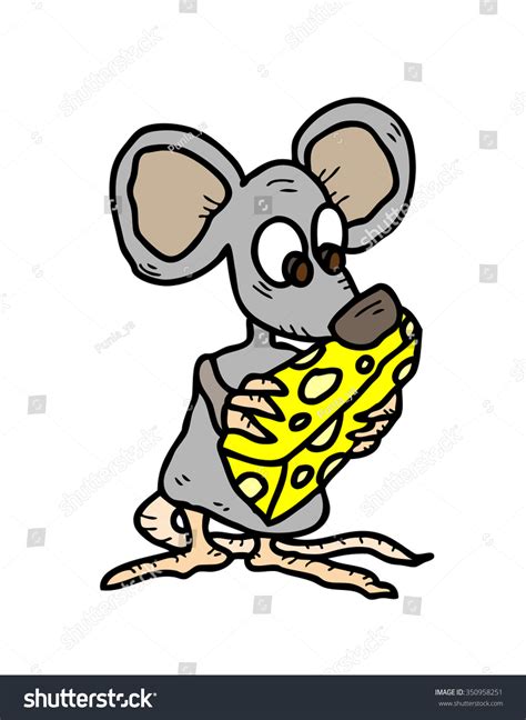 Cute Cartoon Rat Eating Cheese Stock Vector (Royalty Free) 350958251 ...