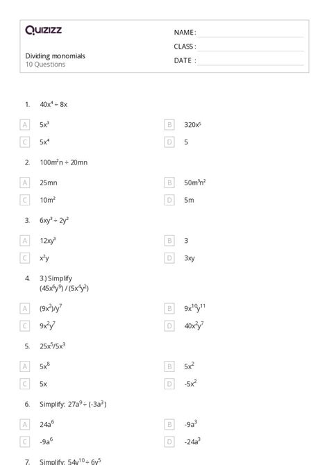 Free multiplying and dividing monomials worksheet, Download Free multiplying and dividing ...