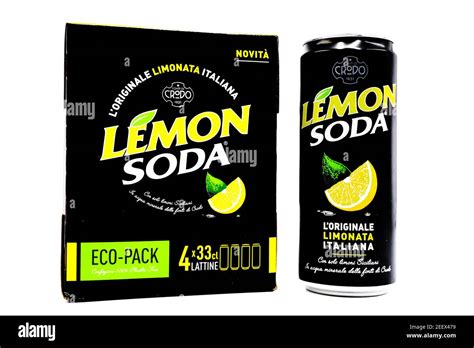 LEMON SODA Italian Lemonade. Lemon Soda is a brand of Terme di Crodo Stock Photo - Alamy