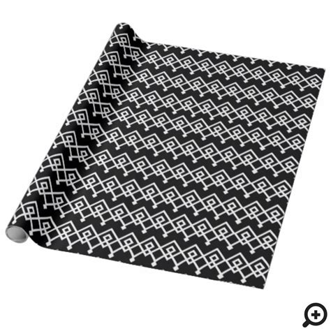 Black & White Stylish, Trendy Geometric Pattern Wrapping Paper ...