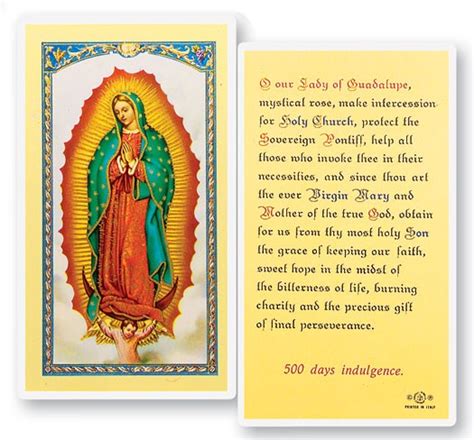 Prayer To Our Lady of Guadalupe Laminated Prayer Cards 25 Pack