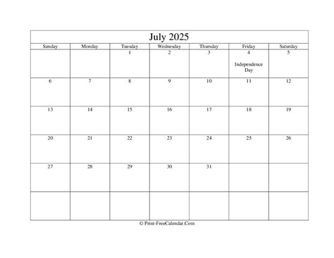 July 2025 Editable Calendar with Holidays