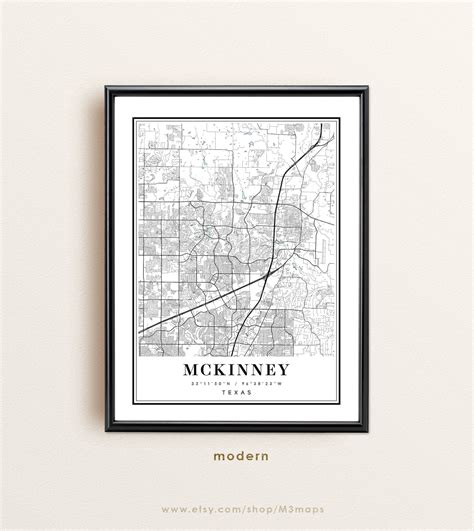 Mckinney Texas Map Mckinney TX Map Mckinney City Map - Etsy