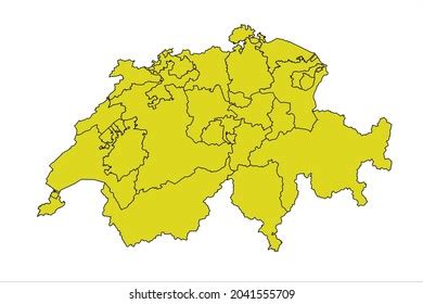 Switzerland Map Yellow Color On White Stock Vector (Royalty Free) 2041555709 | Shutterstock