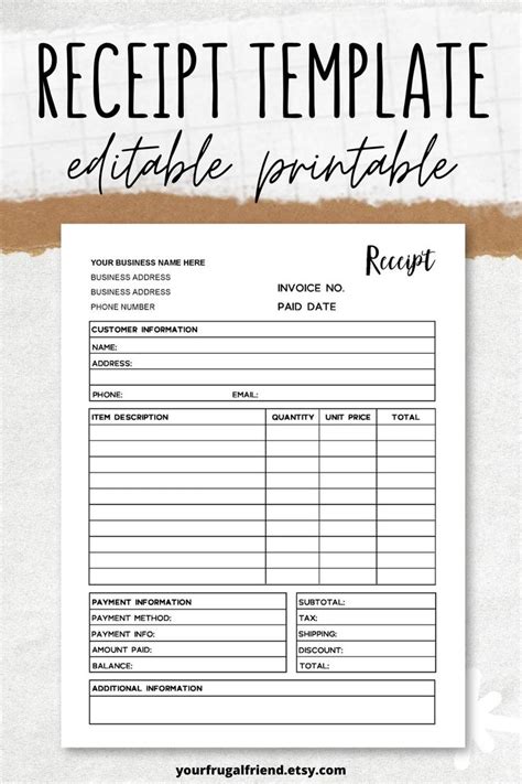 Receipt Template Editable Printable, Order Receipt Editable PDF - Etsy [Video] [Video] | Receipt ...