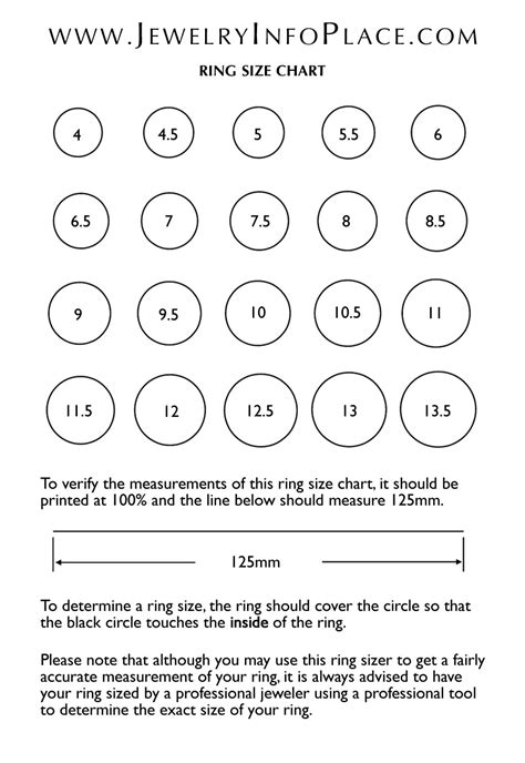 Ring Size Chart For Women Printable