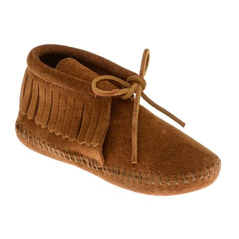 Minnetonka Moccasins 2482 - Childrens Softsole Fringe Boot - Brown ...