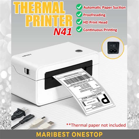 21.7CM HPRT N41 Thermal Printer A6 USB Shipping Label Printer Air Waybill Barcode Thermal ...