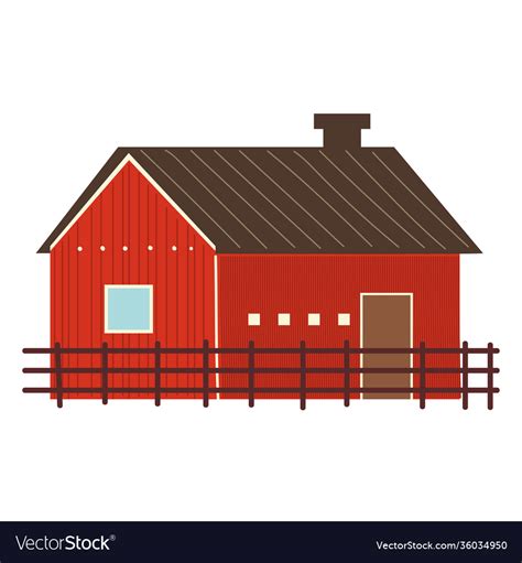 Farm and agriculture wooden barn and fence Vector Image