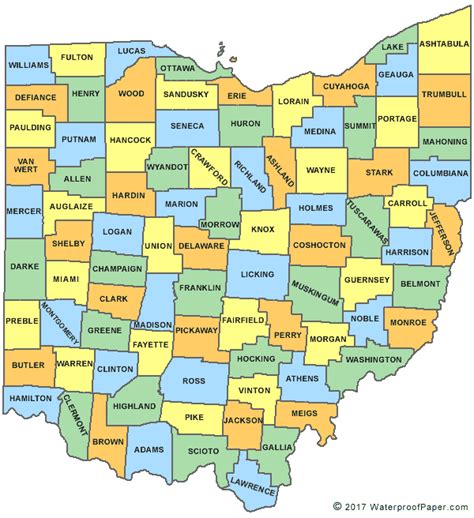 Printable Ohio Maps | State Outline, County, Cities