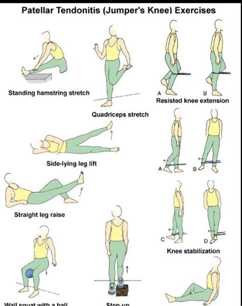 Patellar Tendonitis Exercises, Knee Tendonitis, Patellofemoral Syndrome Exercises, Knee ...